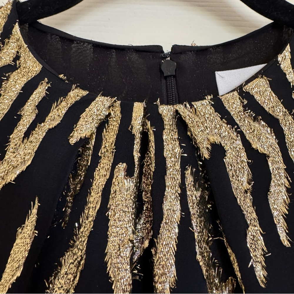 CELINE Paris Black and Gold Lame Patterned Mini Dress FR 38 US2/4 - Picture 3 of 11